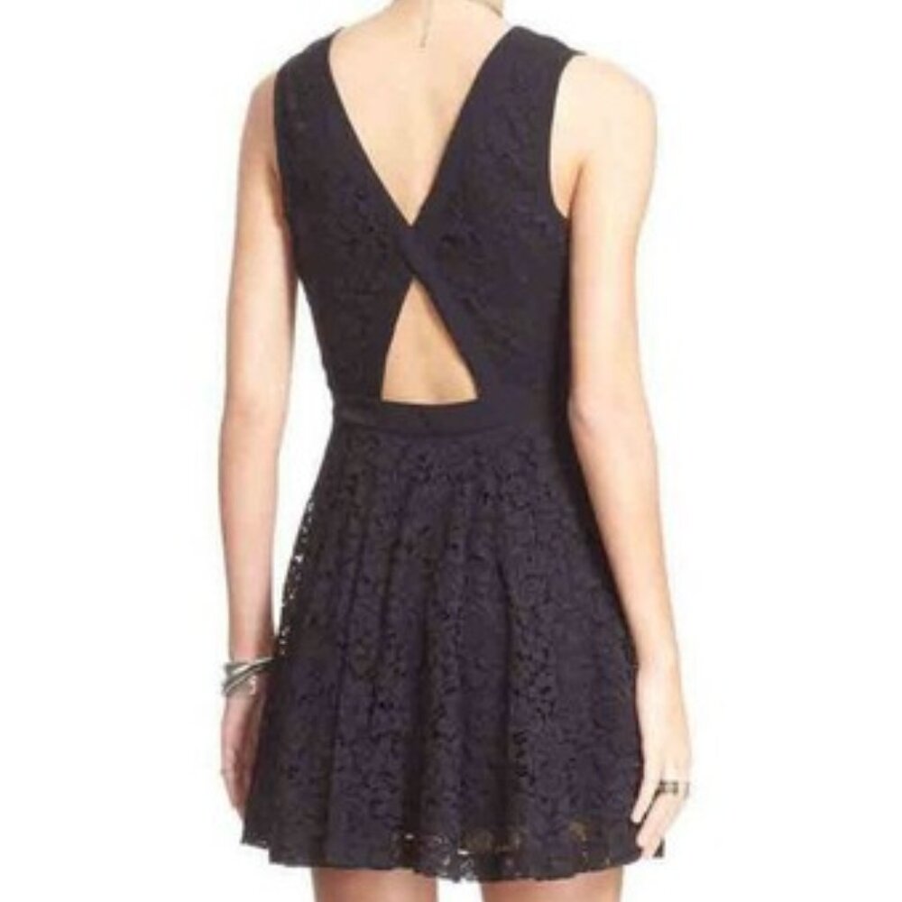 Free People Navy Lace Mini Dress - Picture 7 of 7